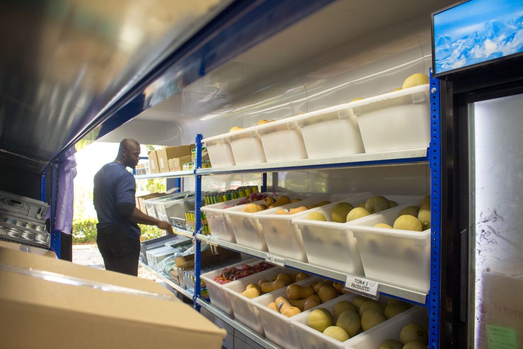 Inside the mobile food pantry